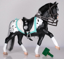 Barbie Pferd Pony Grand Champions Modellpferd Appaloosa Hengst schwarz + Zubehör