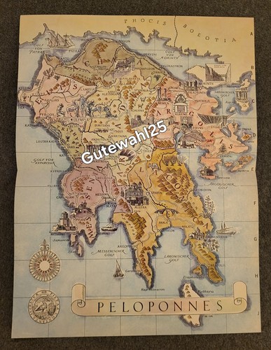 Nostalgie faltkarte peloponnes - faltkarte,
