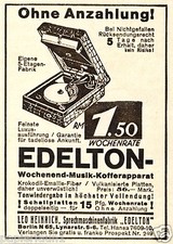Grammophon Plattenspieler Edelton Berlin Reklame 1930 Platte LP record player ad