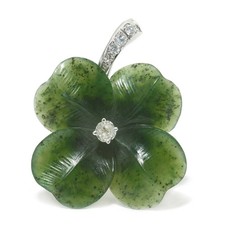 Jade Brosche 750er Weißgold 18K  5 Rosen P2 SI ca. 0,66ct