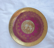 Schöner Tirschenreuth Sammelteller Gold rot Figuren floral alt  Mayer Wiesau