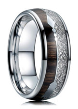 Edelstahl Ring Silber Inlay Holz Natur Optik Marmorierung Herren Modeschmuck 
