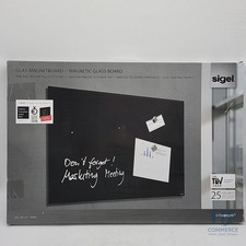 SIGEL GL120 Premium Glas-Magnettafel 60 x 40 cm schwarz hochglänzend GL120