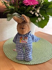 ? Schmusetier Sigikid Kuscheltier Hase blau weiß kariert ? ca.26 cm ? rasselt