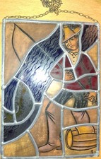 Bleiglas Signiert Monogramm Bleiverglasung Fensterbild Relief Bild Fischer