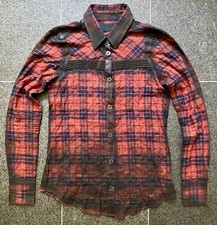 JADED BY KNIGHT blk painted S handmade L.A. US BLEACHED 42 SHIRT 36 FLANELL HEMD