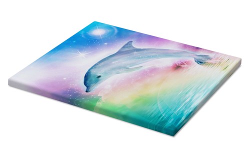 Leinwandbild regenbogen delfin - leinwandbild, regenbogen-delfin