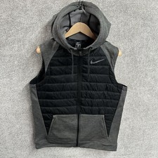 Nike Weste Herren Medium schwarz grau Hybrid Körperwärmer Zug HD Training Kapuze