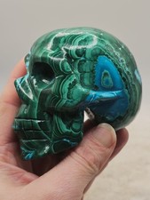418g Malachit Chrysokoll Schädel Schnitzerei Natur Edelstein Heilkristall 