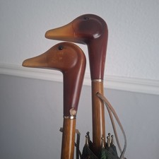 2 X VINTAGE REGENSCHIRM  ENTEN KOPF
