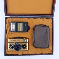 Rollei 35 Classic GOLD 280/500  w. Flash Case WOOD BOX RARE