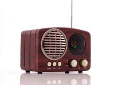 FM Retro Radio AUX-IN Bluetooth USB/SD/TF  MP3 mit Akku Holz Gehäuse