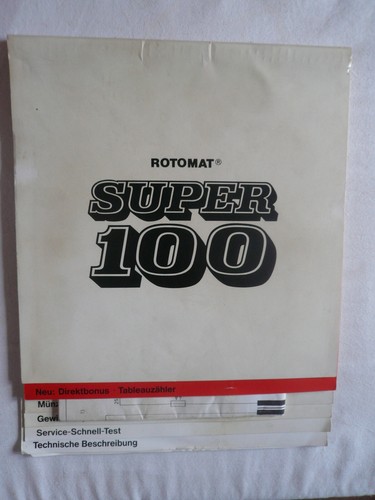 Rotomat super 100 serviceheft - super,