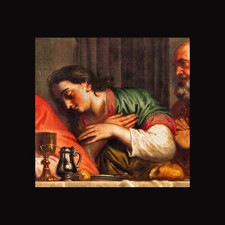 ABENDMAHL - Leinwandbild Jesus Christus Gemälde Wandbild Gold Kelch Kunst XXL