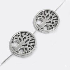 Metallperlen Lebensbaum 17mm Farbe Silber antik 10 Perlen nenad-design AN201