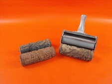 alte Farbrolle Malerrolle Musterwalze Strukturwalze 3 Stück Abroller