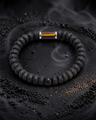 20cm lava tigerauge 8x6mm - 20cm,