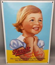 EMAILLE großes WERBESCHILD 'BRANDT Zwieback' MÄDCHEN gewölbt 42x30cm Repro TOP