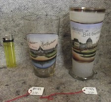 Glas, 2 Stück Bade-Kurandenkengläser, unterschiedlich,antik,farbig bemalt, Nr.43
