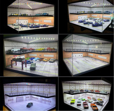 Diorama 1/64 Diecast Car Garage Modell LED Parkplatz Modellautos Display Case DE