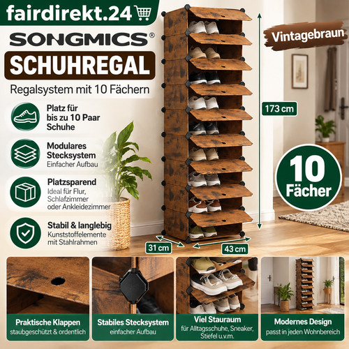 Songmics schuhregal lpc010 - schuhregal, 10