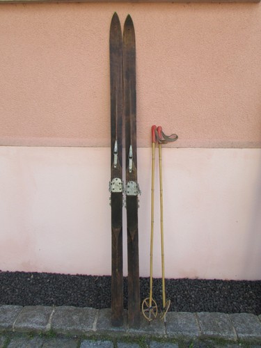 Paar alte holzski holzskier - 1,
