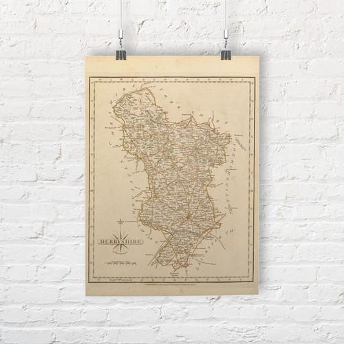 Karte von derbyshire england - derbyshire,,