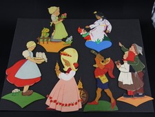 6 verschiedene Holz Märchen Figuren- sehr alter Zwerg- Mertens und andere #L2