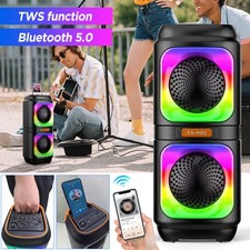 Tragbarer TWS Bluetooth Dual Lautsprecher RGB Musikbox Party Stereo Subwoofer DE