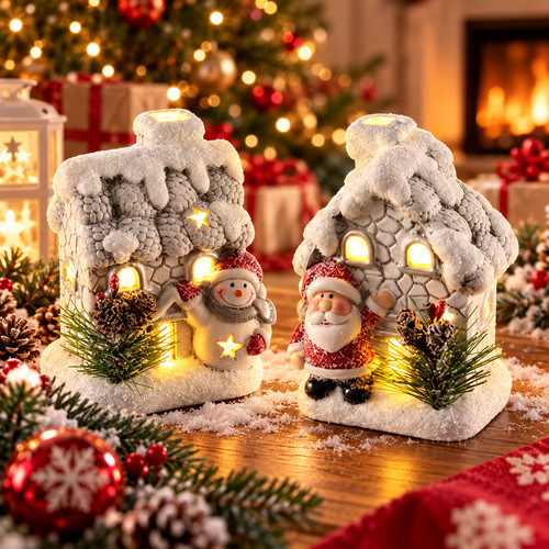 Weihnachtshaus mit schneemann - mit,