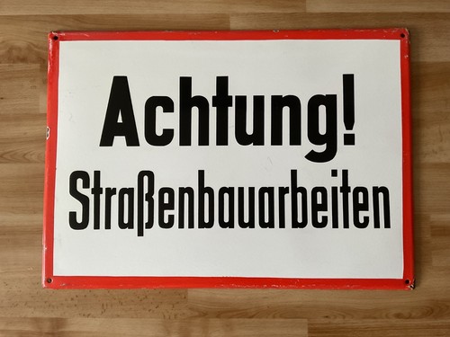Altes großes emaille schild - altes,