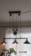 Moderne Pendelleuchte Industrie Style schwarz 3 flammig Eisen