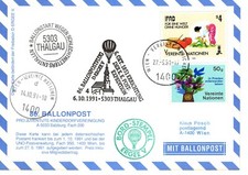 Ballonpost ERGEE V   86. Ballonpostflug Thalgau 6.10.1991 ausgefallen wg. Wetter
