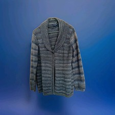Damen Cardigan Gr M Grau Blau