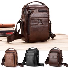 Vintage Herren Schultertasche Echt Leder Klein Business Aktentasche Handtasche