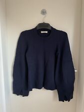 DOROTHEE SCHUMACHER Damen Pullover Gr. 1 Dunkelblau Wolle Kaschmir Weite Ärmel
