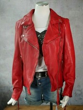 ♥ PATAGO Lamm Nappa ECHT LEDER Biker Jacke Echt Lederjacke Vintage Chili Rot