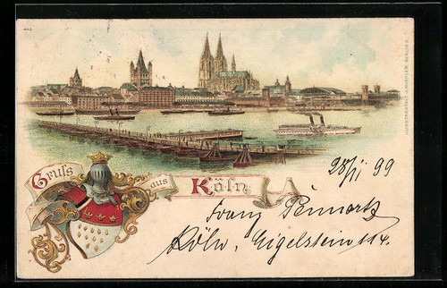 Lithographie köln ortspartie - lithographie,