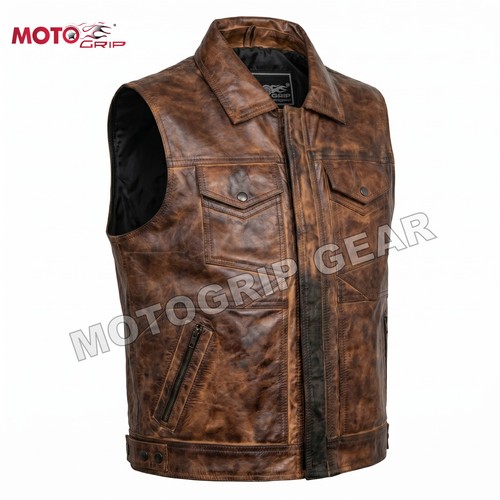 Herren distressed lederweste - herren,