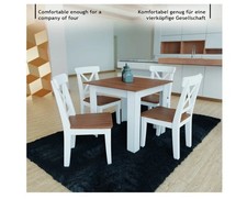 Esstisch ORIGINAL VERPACKT für 4 Personen (Weiß/Nussbaum)