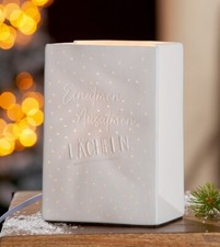 Gilde Porzellan Lampe Optik Papiertüte Spruch Einatmen Ausatmen Lächeln 32415