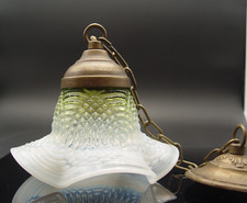 Jugendstil Lampenglas Röckchen Grünn  Weiß  Tulpenglas Lampe Lampenschirm