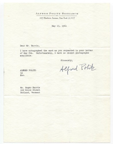 Alfred politz signed letter - politz,