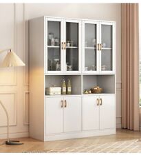 Küchenvitrine Geschirrschrank Buffet Küchenschrank Küchenbuffet Hochschrank Weiß