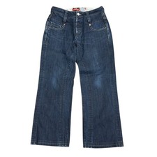 Ed Hardy Herren Baggy Denim Jeans blau Selvedge bestickt Skull Eagle W32 L29