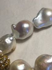 *Diamond-Weiß* Echtes Perlenarmband aus riesiger Salzwasserperlen 20x14mm