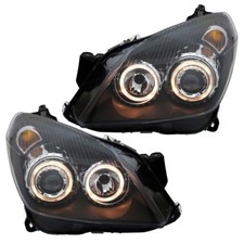 Scheinwerfer Klarglas Angel Eyes für Opel Astra H Bj. 2004-2010 Schwarz