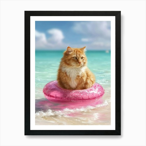 Katze strand kunstdruck - strand,