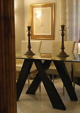 ESS- ODER SCHREIBTISCH DESIGNOBJEKT MASSIVHOLZ SCHWARZ BLATTGOLD