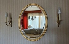 Alt Schöner Holz Spiegel Gold